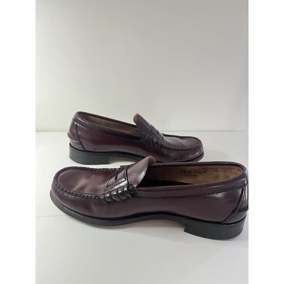 Sebago Penny Loafers Mens Genuine Leather Slip On Dress Shoes US 7.5 Burgundy